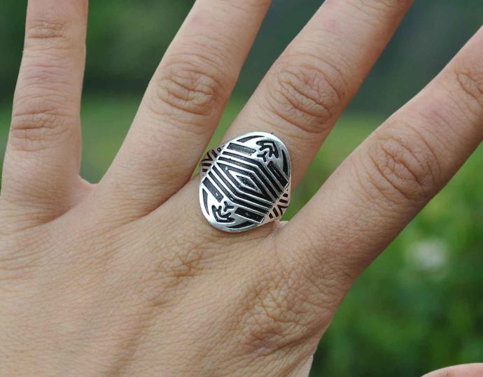 Aztec silver ring