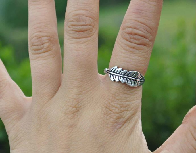 silver feather ring