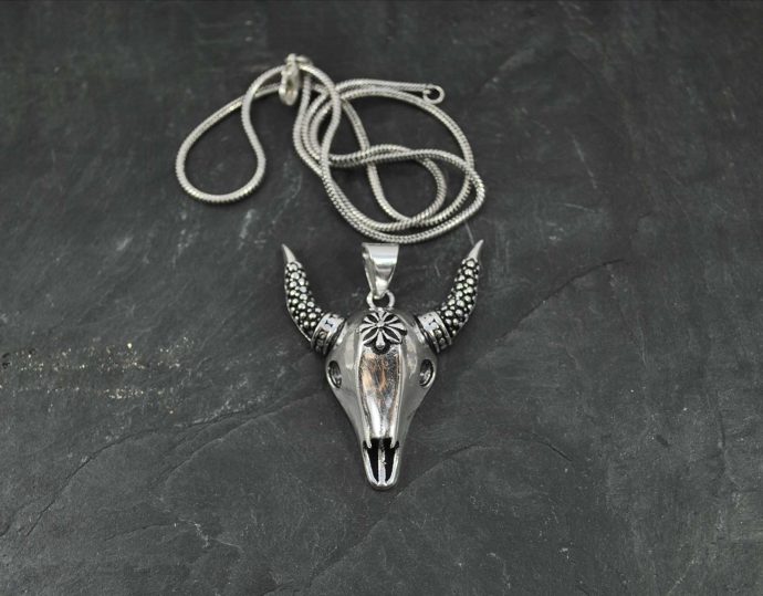 silver cow pendant